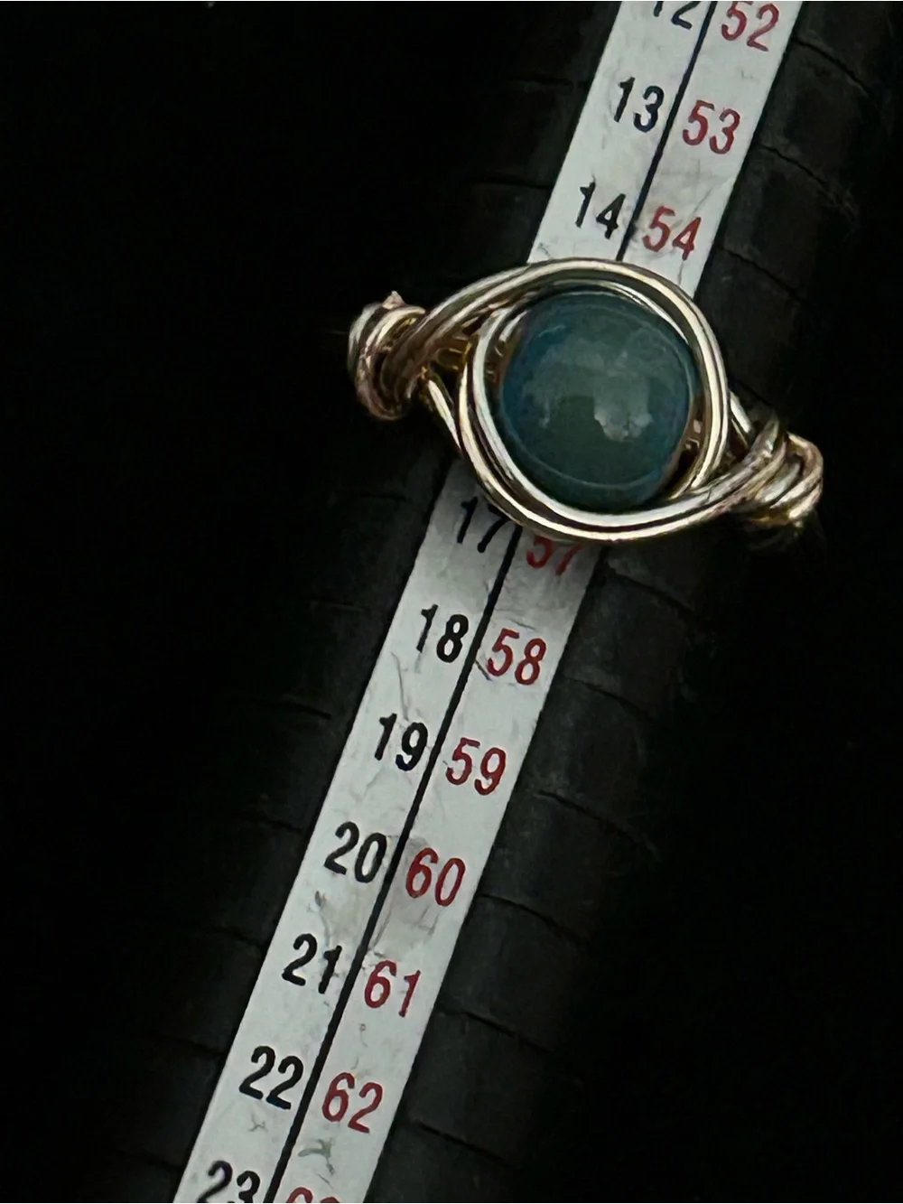 Wire-Wrapped Ring with Blue green  Stone 7.5
